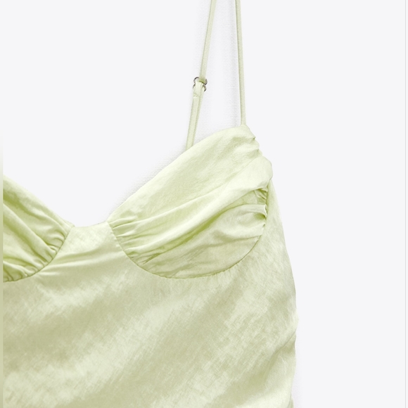 ZARA limited edition adjustable length ruched gathered satin dress - Picture 4 of 10